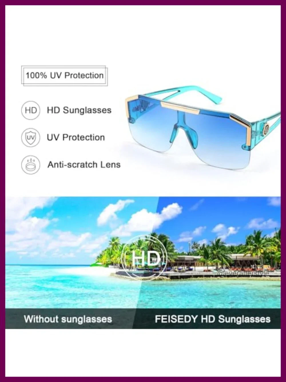 Square Oversized Sunglasses Unisex UV400 Protection One Piece Shield